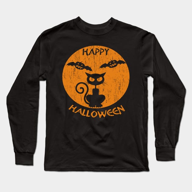 Happy Halloween Cat Long Sleeve T-Shirt by anbartshirts